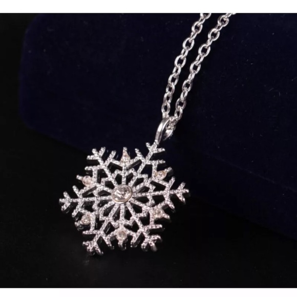 Sterling Silver Crystal Snowflake Necklace - Picture 5 of 7